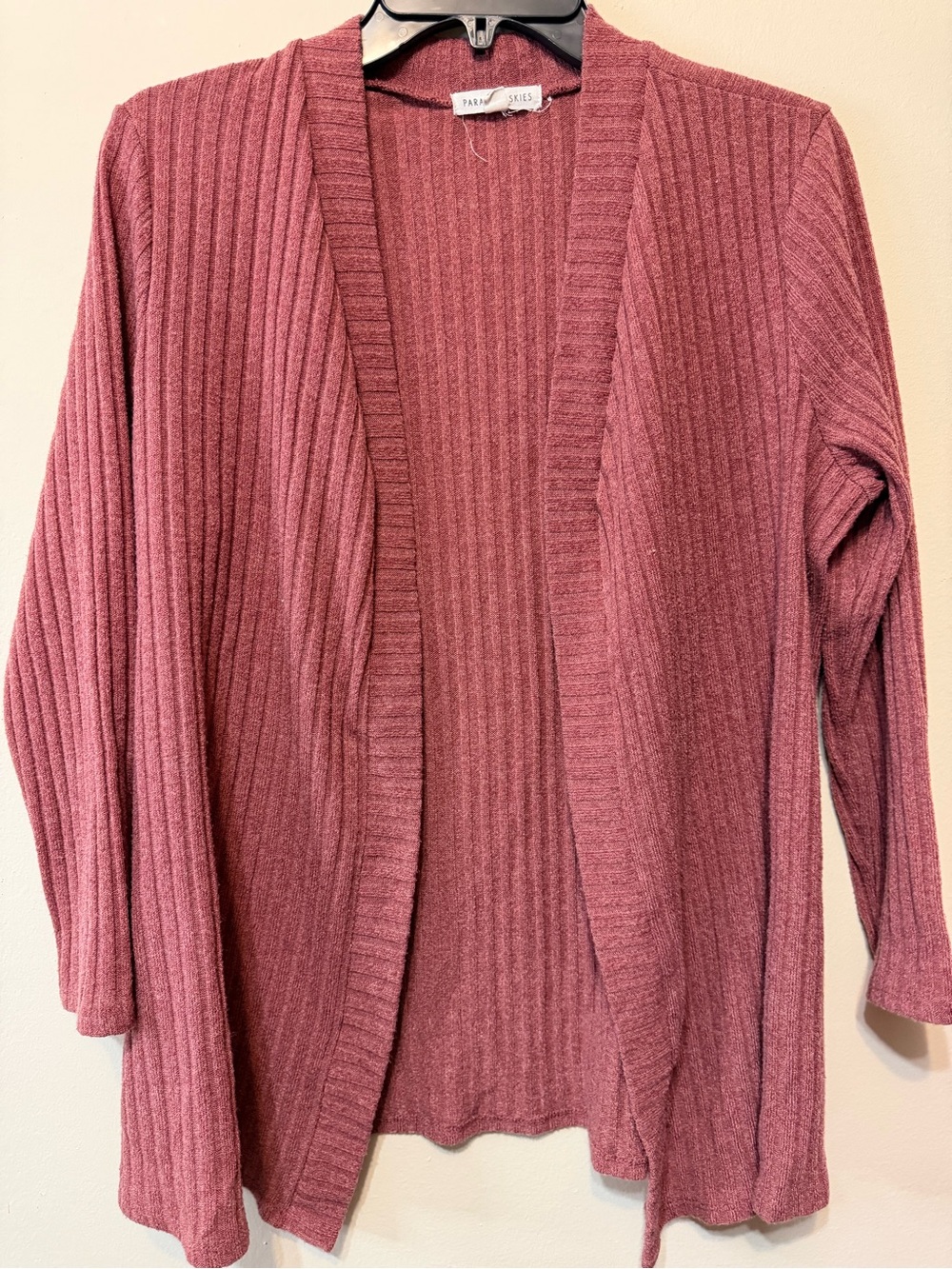 Papermoon Dusty Rose Ribbed Open-Front Cardigan